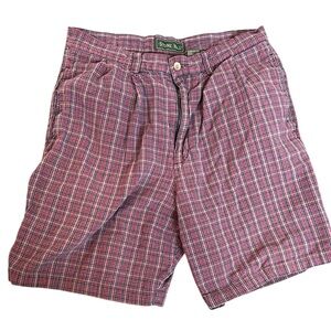 Vintage Stone Hill Men’s Plaid‎ Shorts Red 32” Waist 7.5” Inseam Classic Preppy